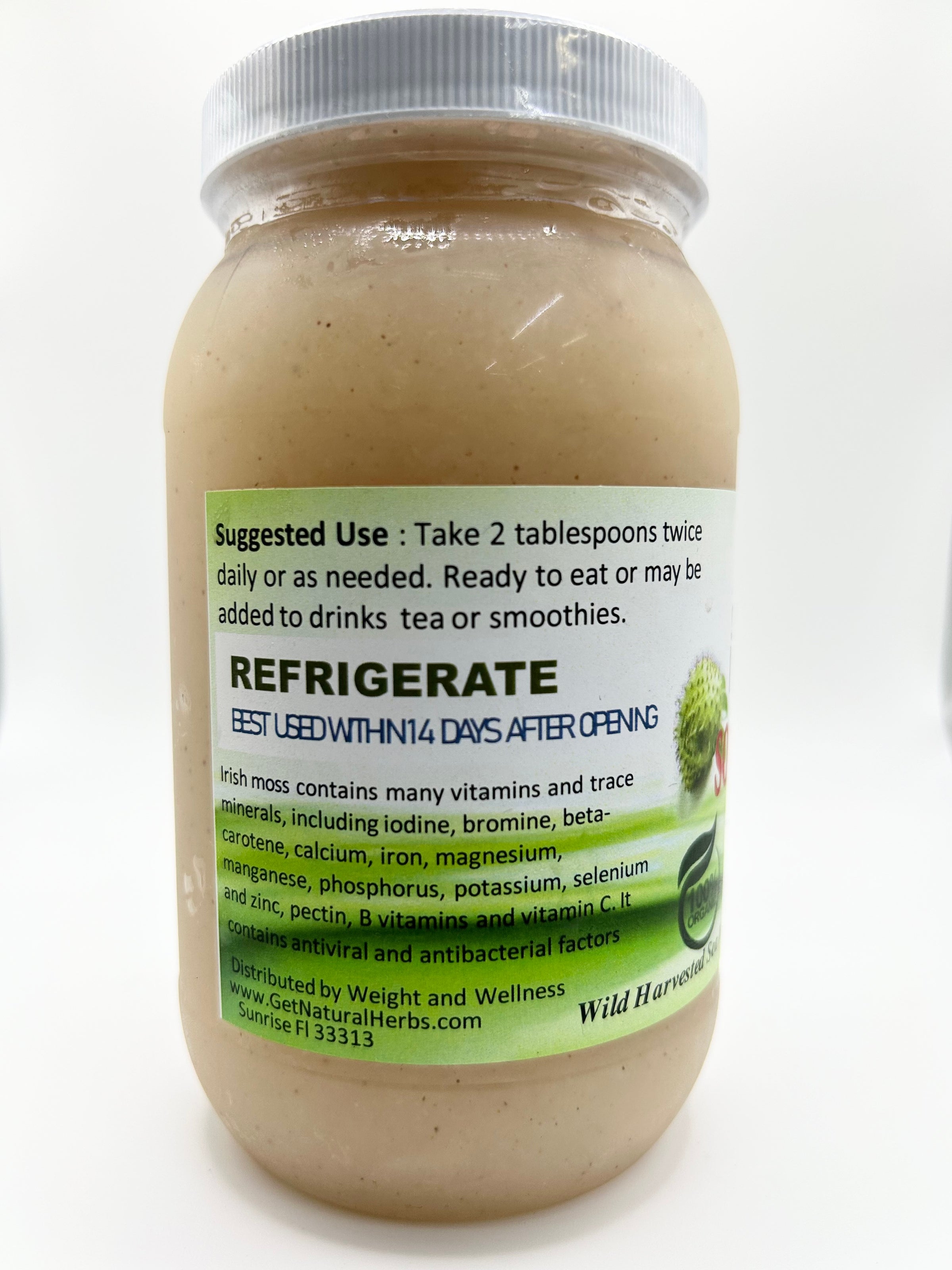 Soursop Infused Sea Moss Gel from Nelcia's Natural Herbs - 16oz