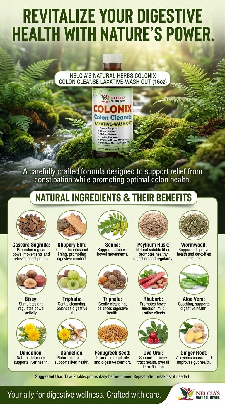 Colonix Colon Cleanse | Laxative Wash Out (16oz) Cascara Sagrada