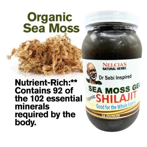 Shilajit Infused Sea Moss Gel from Nelcia's Natural Herbs (16oz