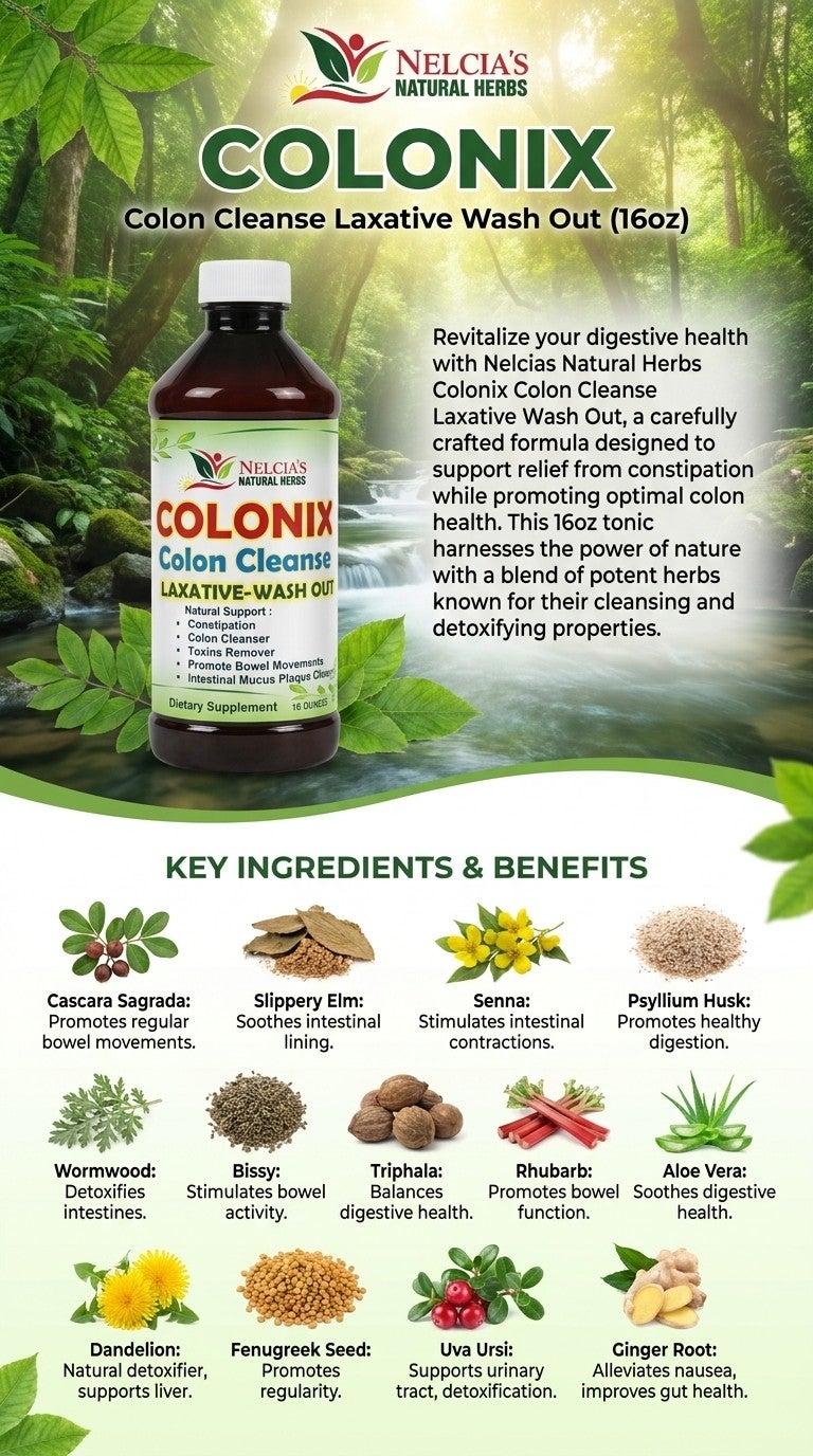 Colonix Colon Cleanse | Laxative Wash Out (16oz) Cascara Sagrada