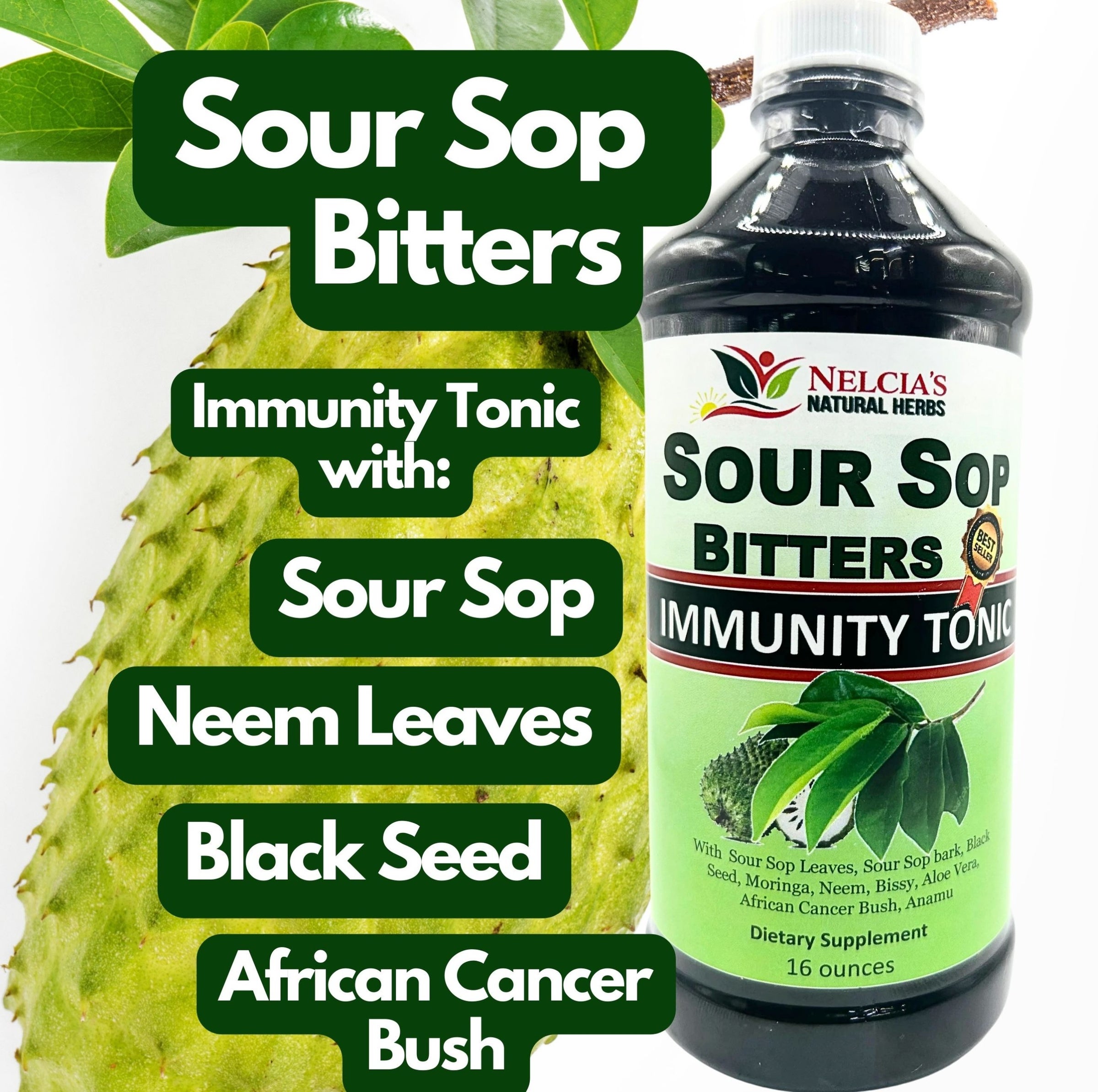 Sour Sop Bitters Immunity Tonic with Sour Sop Leaves, Sour Sop