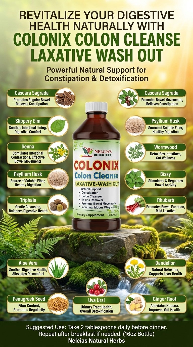 Colonix Colon Cleanse | Laxative Wash Out (16oz) Cascara Sagrada